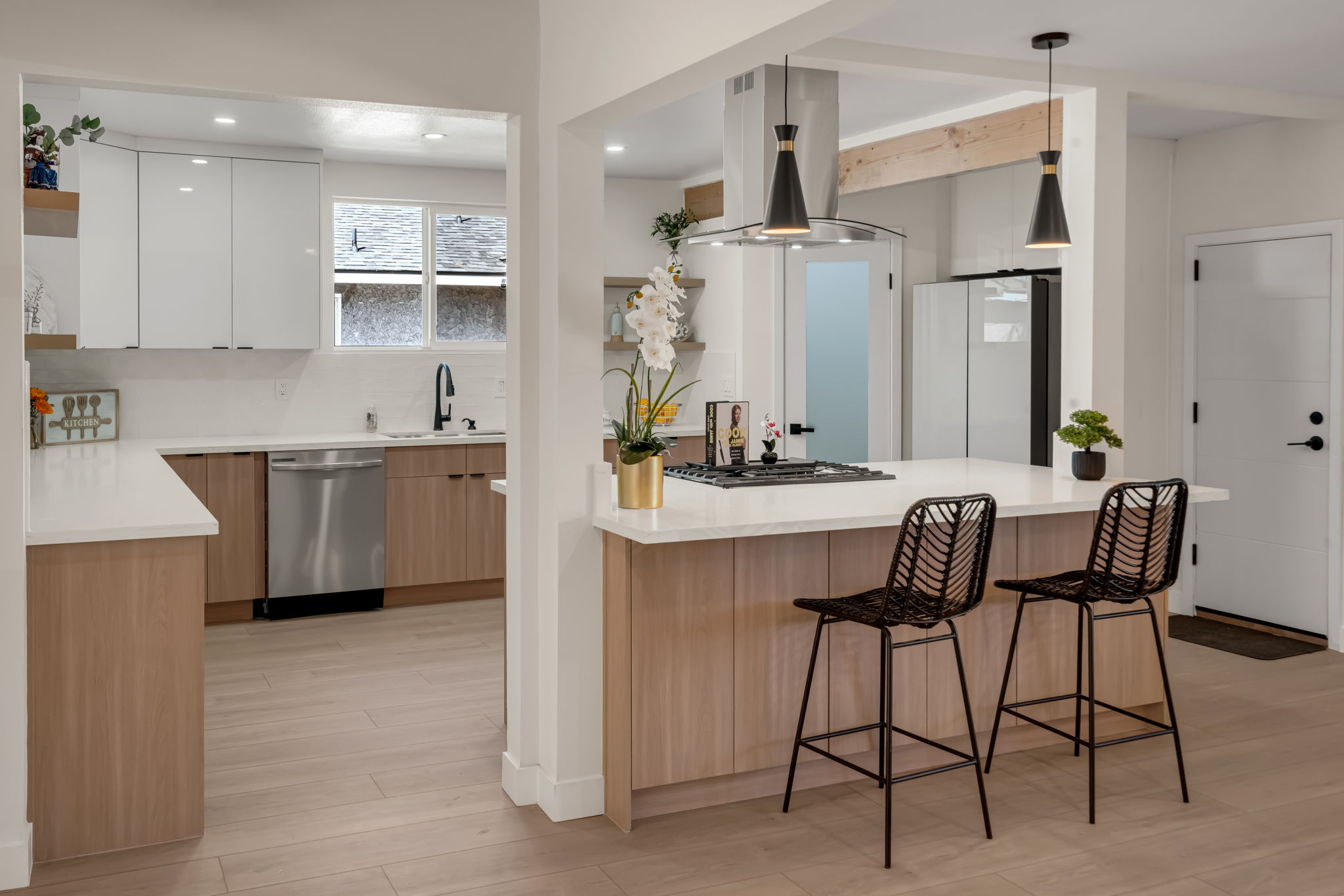 Living room with natural light and engineered hardwood